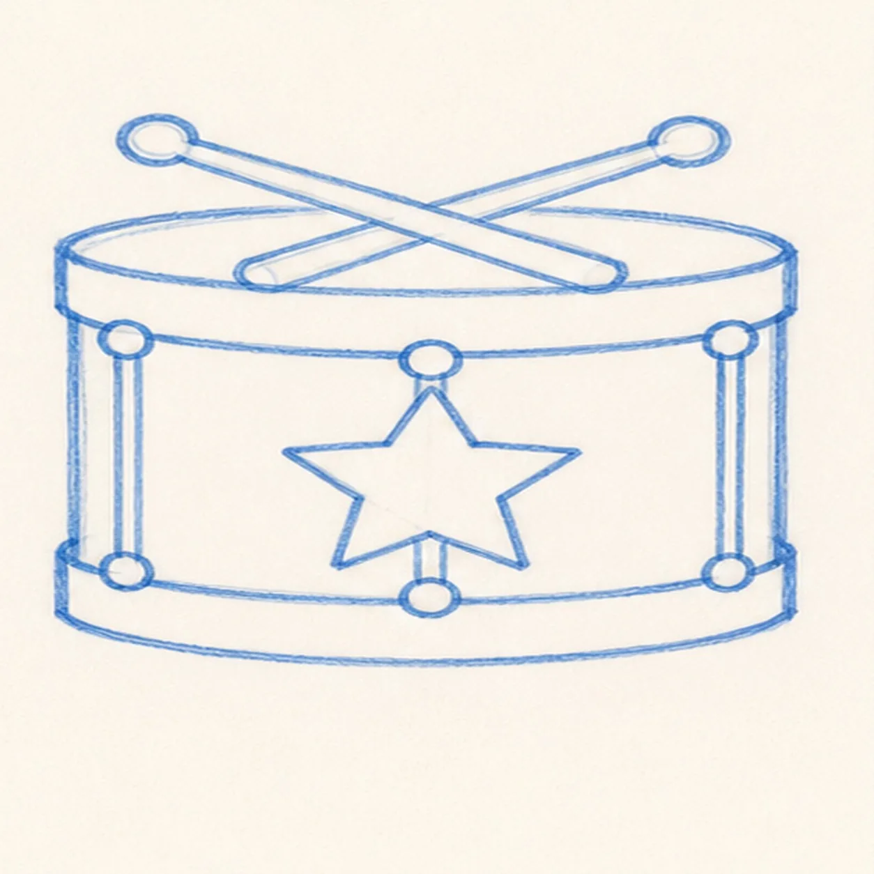 Cross the sticks stage for how to draw a parade drum