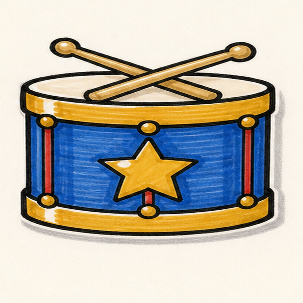 Fill the parade colors stage for how to draw a parade drum