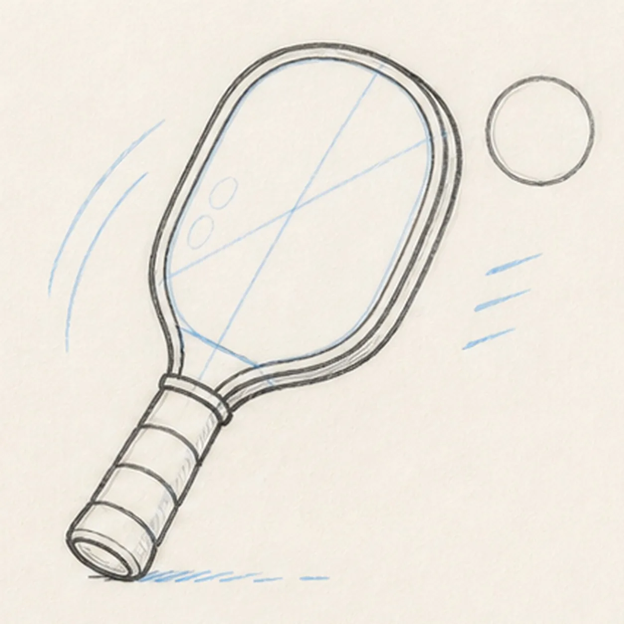 Fit the rim and grip stage for how to draw a pickleball paddle