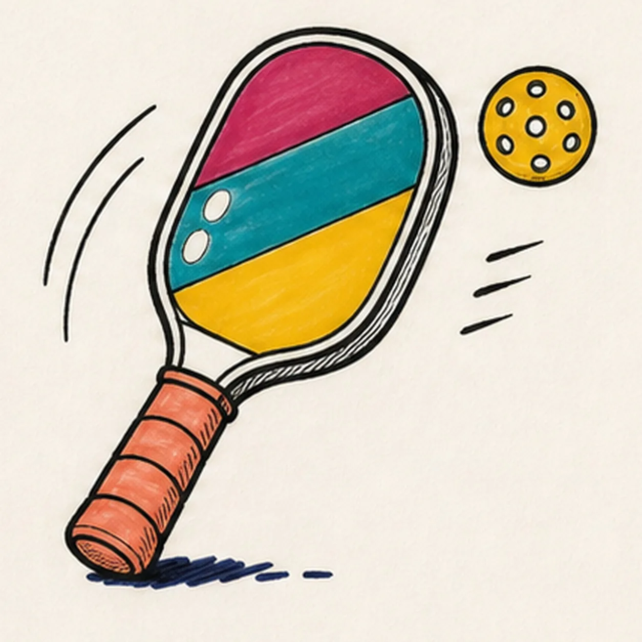 Fill the bright court color stage for how to draw a pickleball paddle