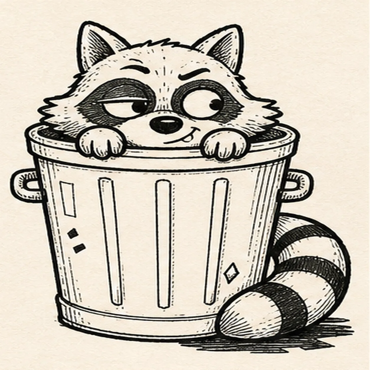 Ink the sneaky keeper drawing stage for how to draw a peeking raccoon