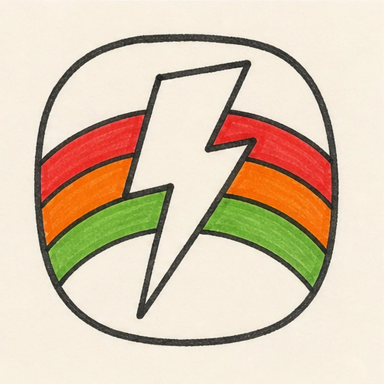 Color the rainbow stage for how to draw a lightning bolt badge