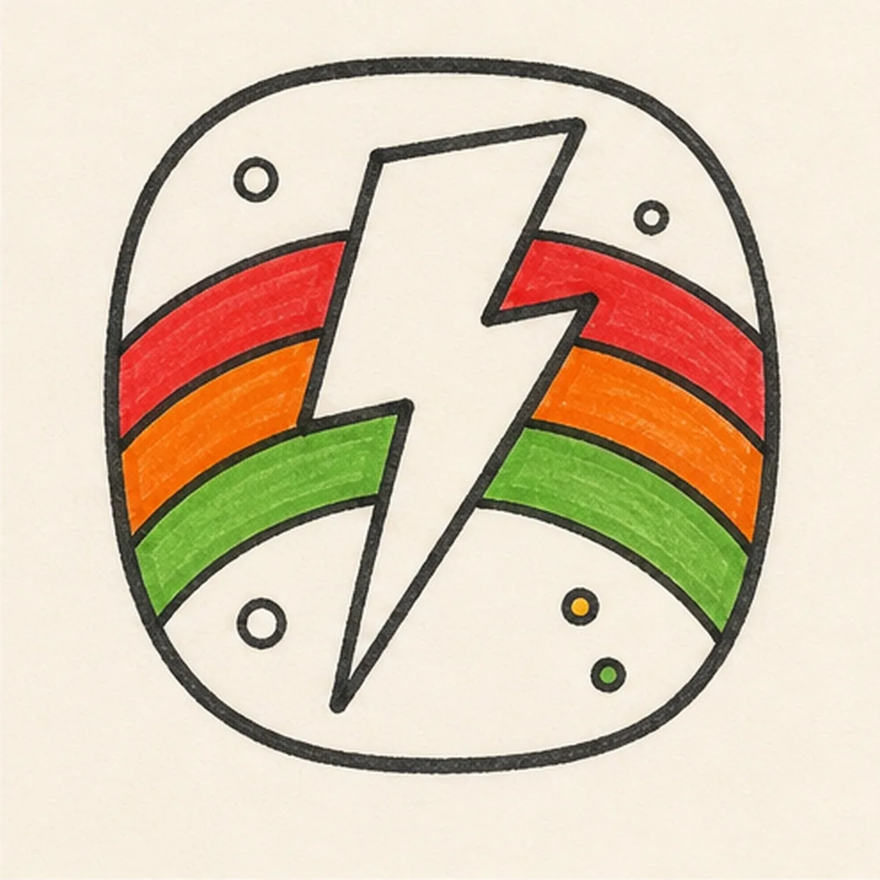 Dot the badge stage for how to draw a lightning bolt badge
