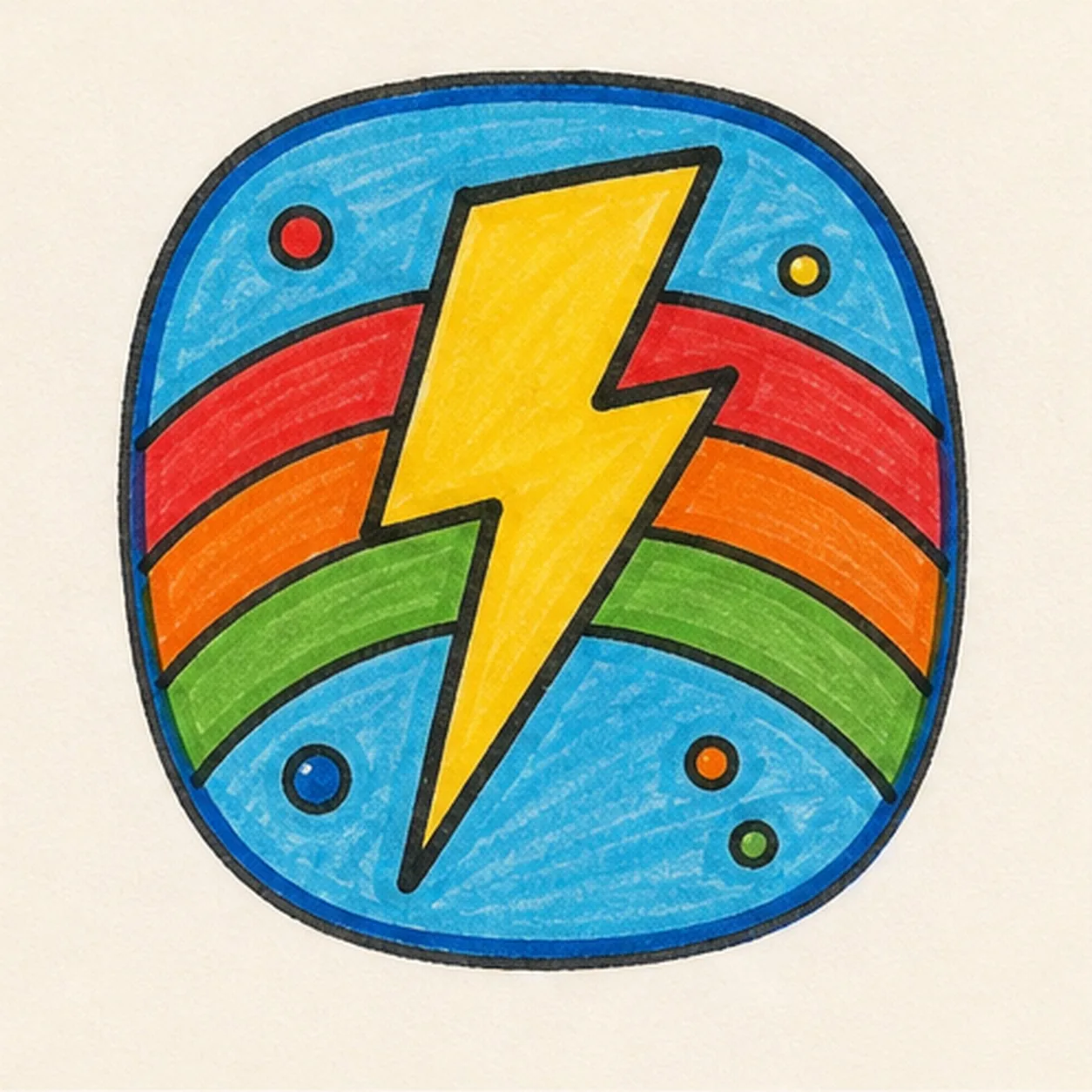 Fill the badge color stage for how to draw a lightning bolt badge
