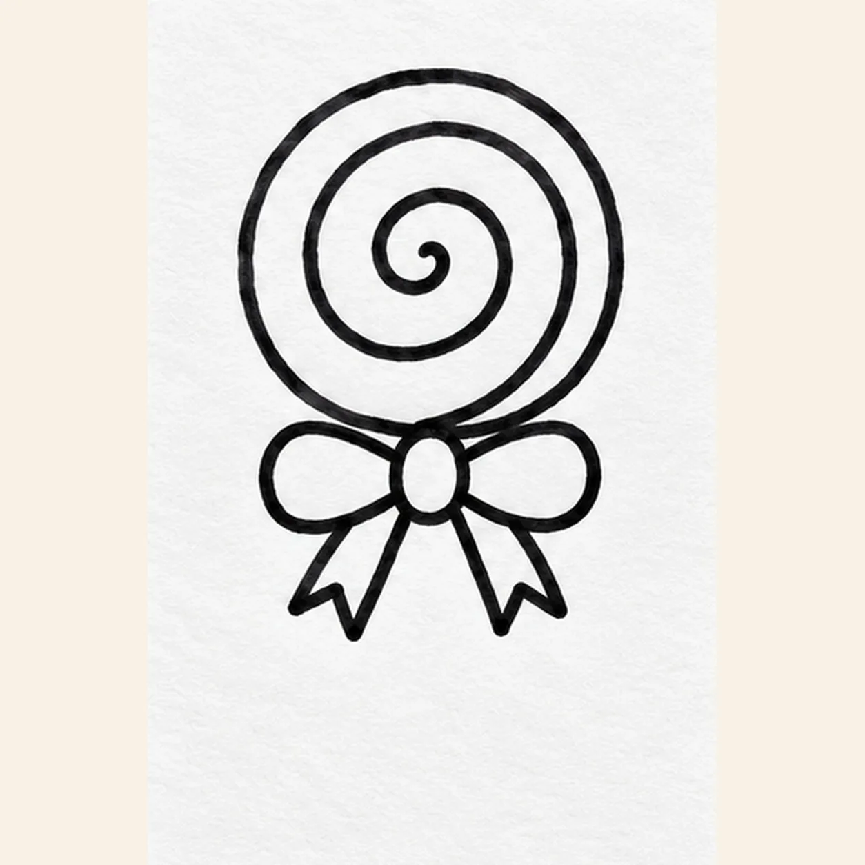 Tie the bow stage for how to draw a spiral lollipop