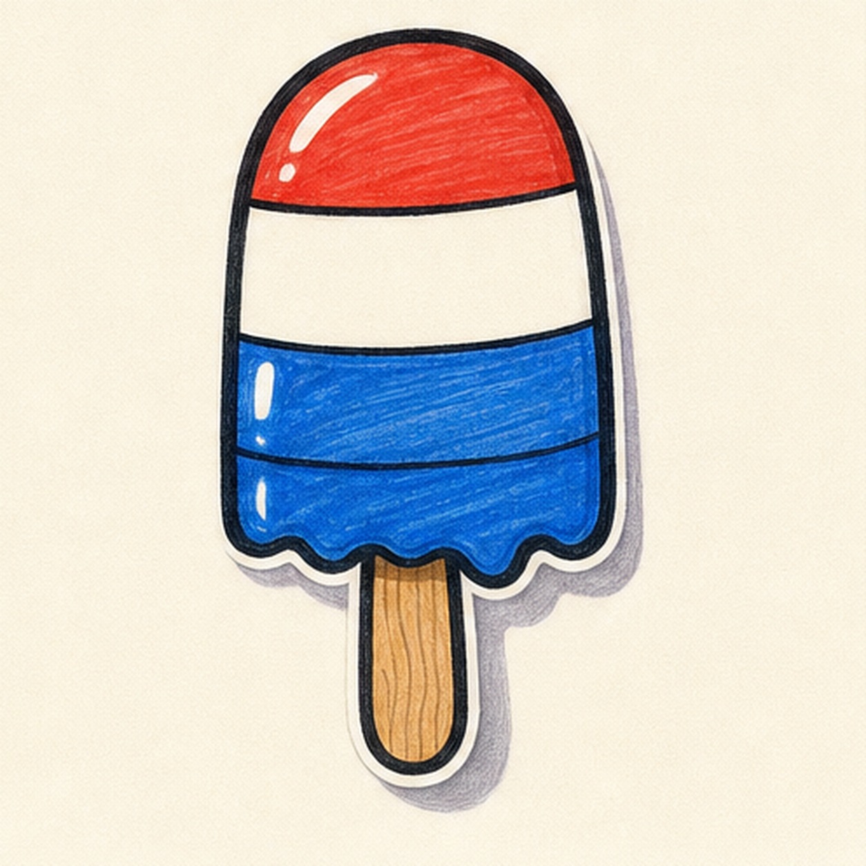 Fill with marker stage for how to draw a popsicle badge