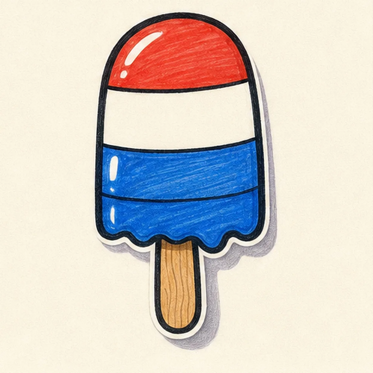 Fill with marker stage for how to draw a popsicle badge