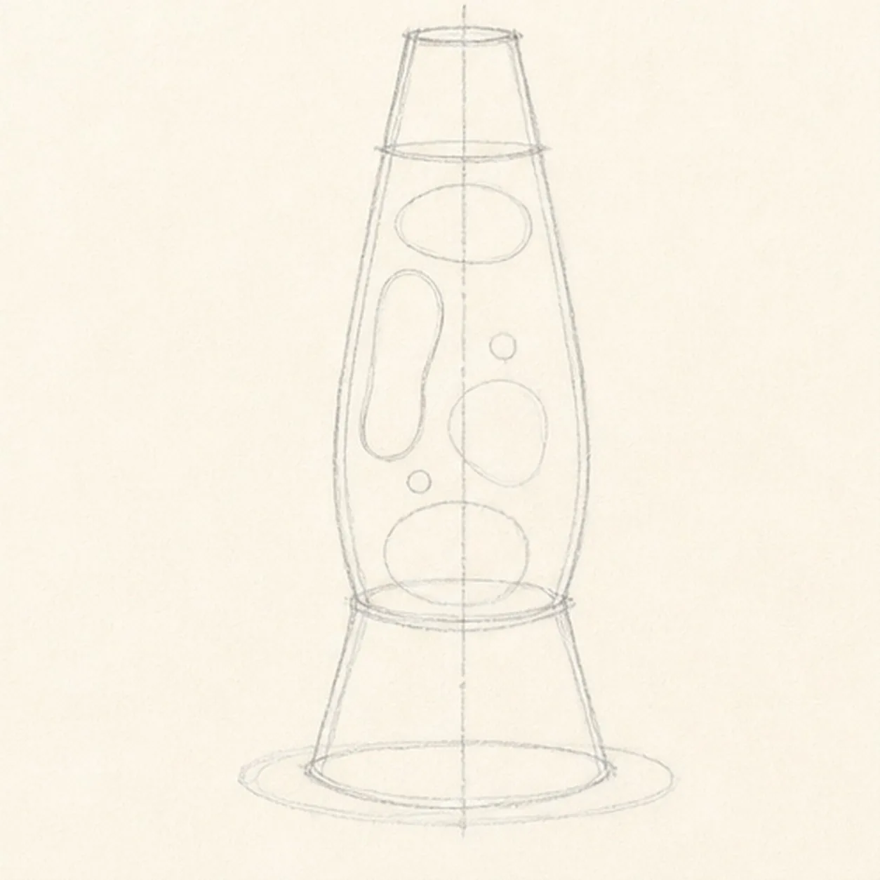 Stack the lamp shapes stage for how to draw a retro lava lamp