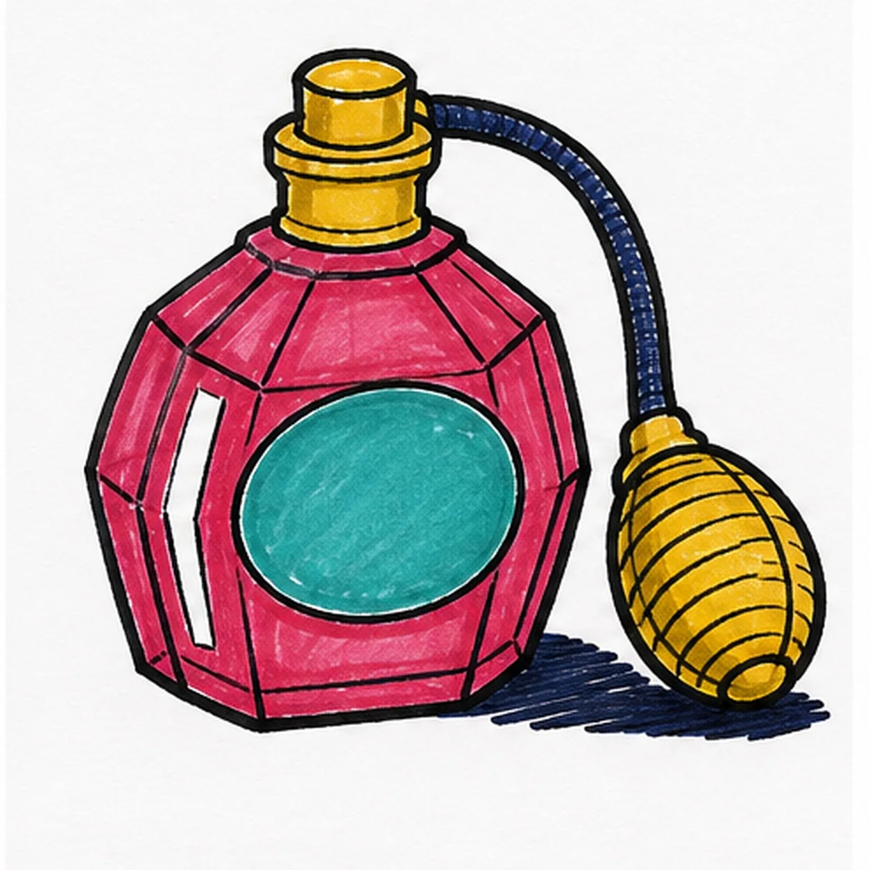 Add the retro marker palette stage for how to draw a perfume bottle with an atomizer