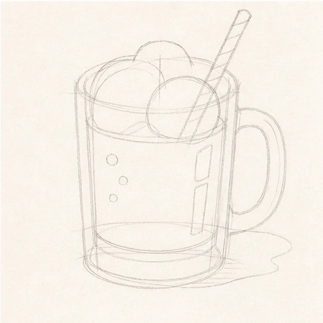 Map the float in the mug stage for how to draw a root beer float