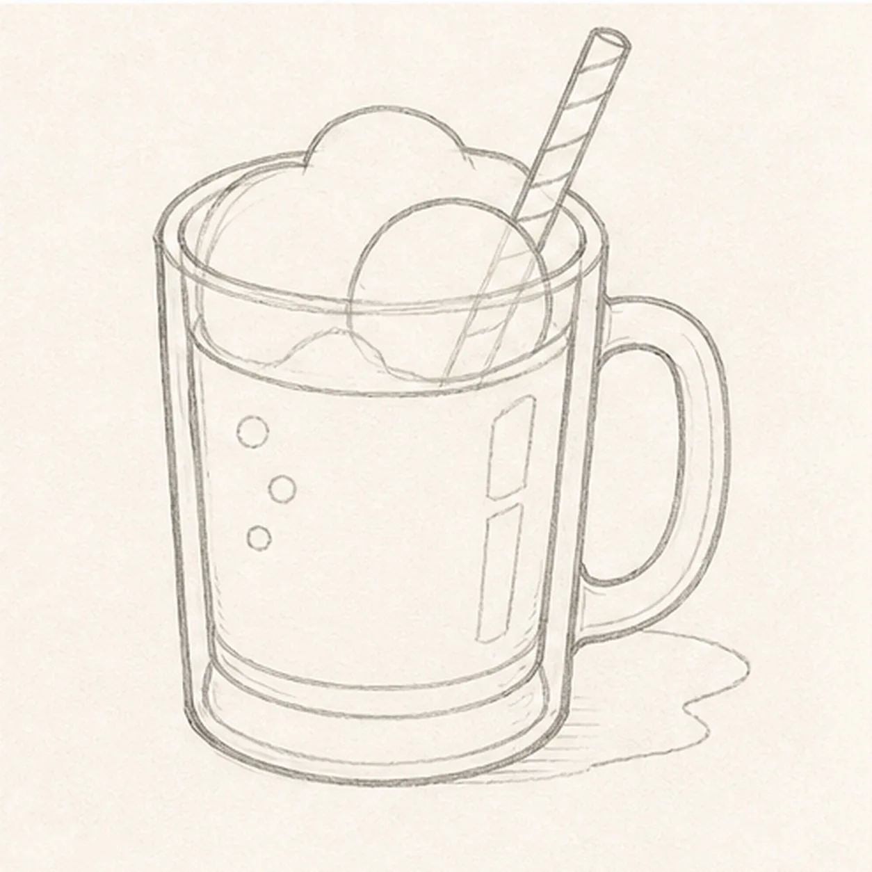 Shape the frosty mug stage for how to draw a root beer float