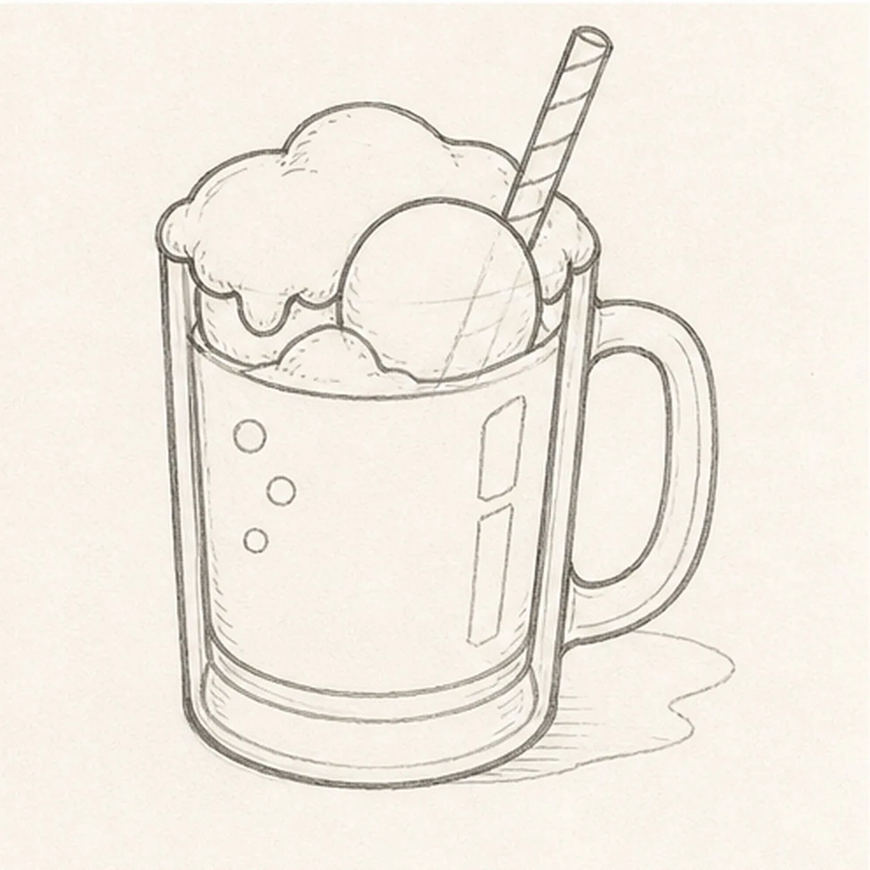 Float the scoop and fizz stage for how to draw a root beer float