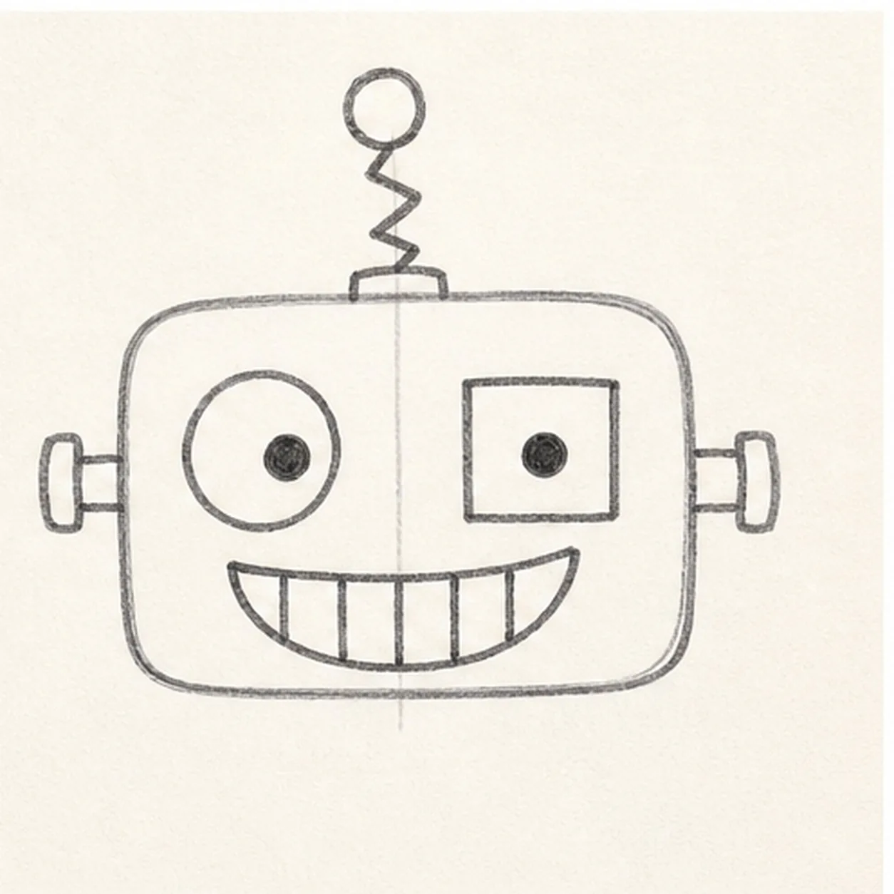 Build the robot face stage for how to draw a silly robot head