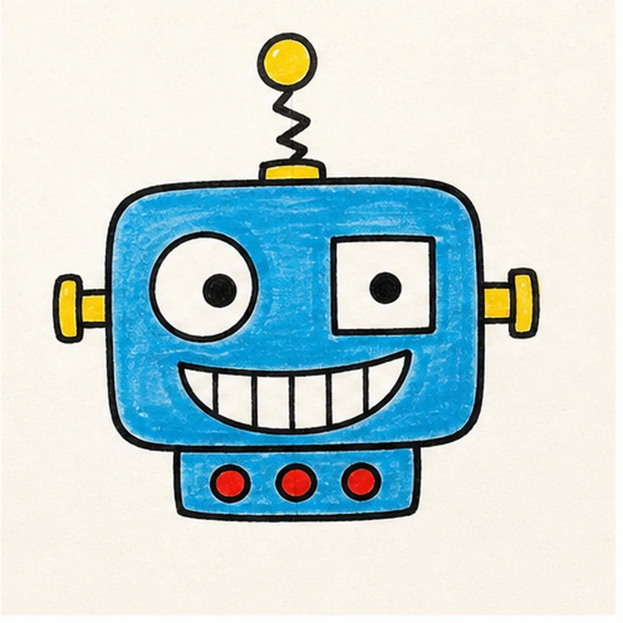 Fill the robot color stage for how to draw a silly robot head