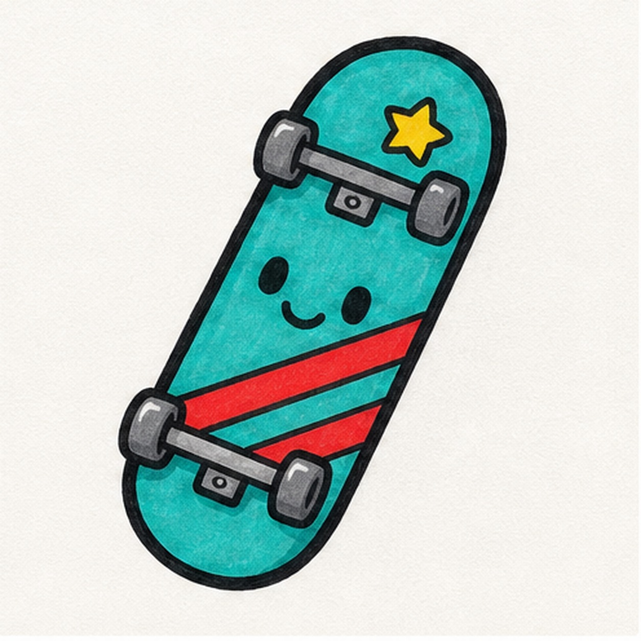 Fill the marker color stage for how to draw a skateboard sticker