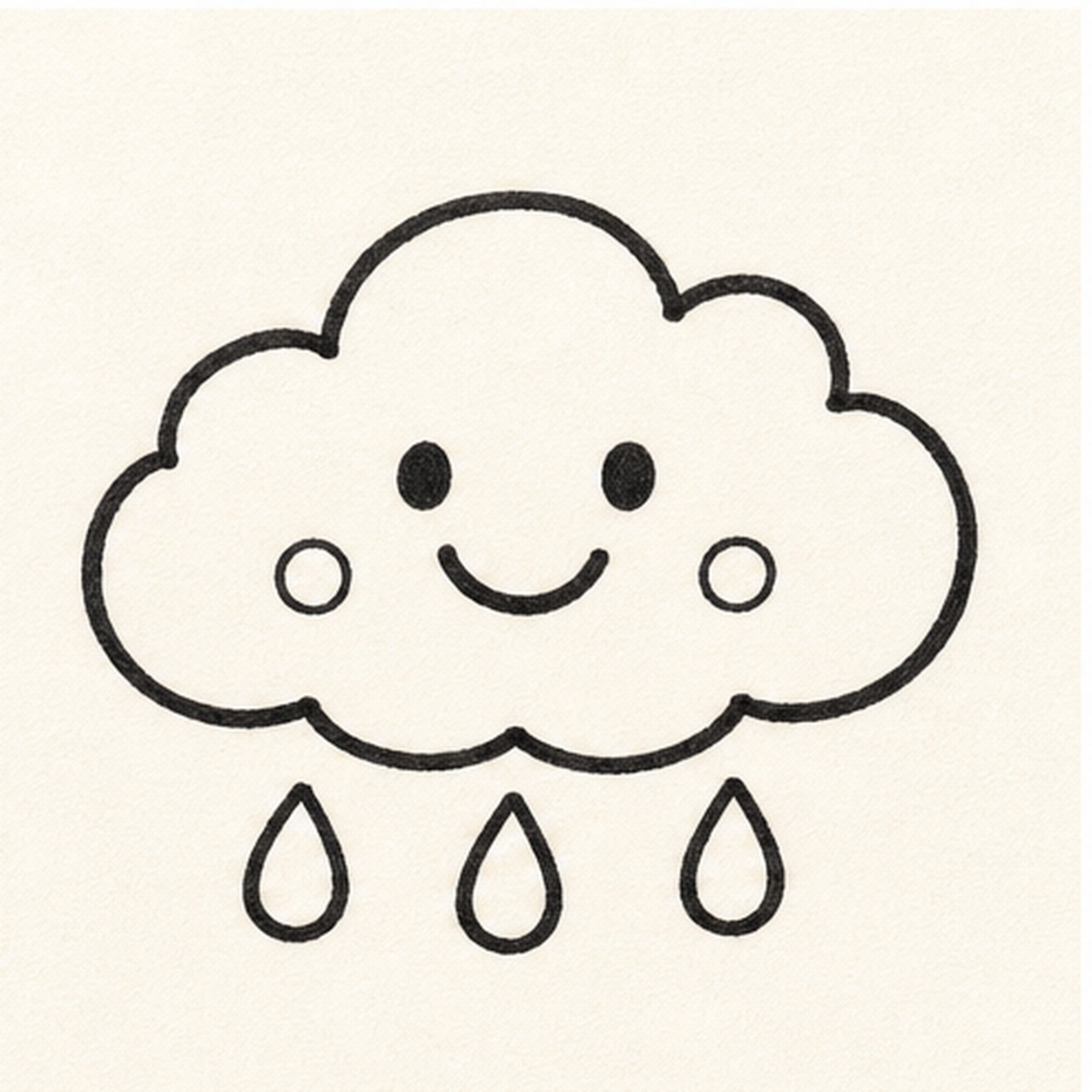 Hang the raindrops stage for how to draw a smiling cloud