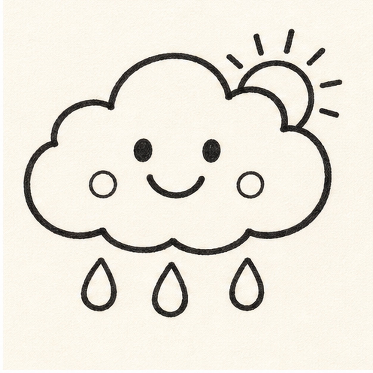 Peek in the sun stage for how to draw a smiling cloud