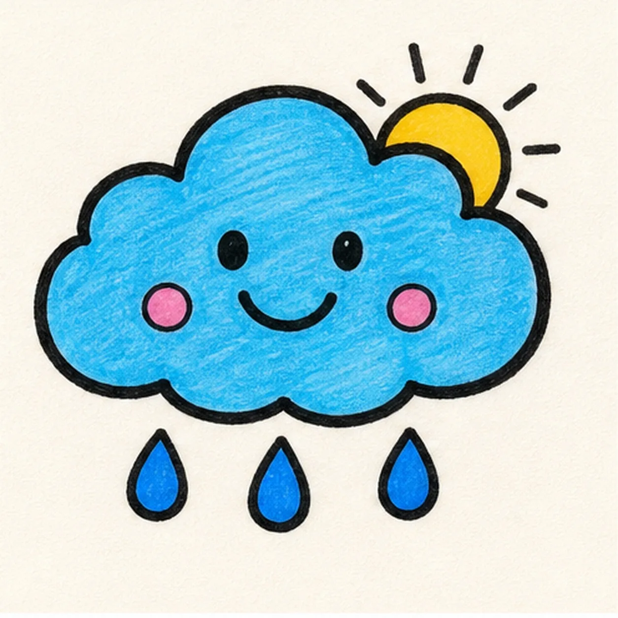 Fill the weather colors stage for how to draw a smiling cloud