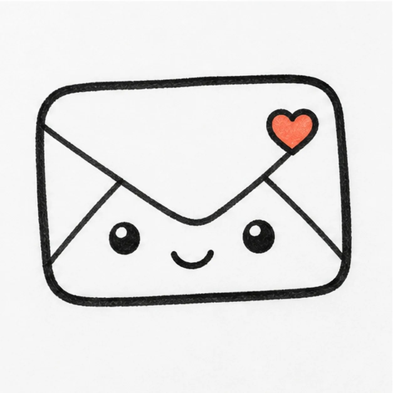 Add face and stamp stage for how to draw an envelope sticker