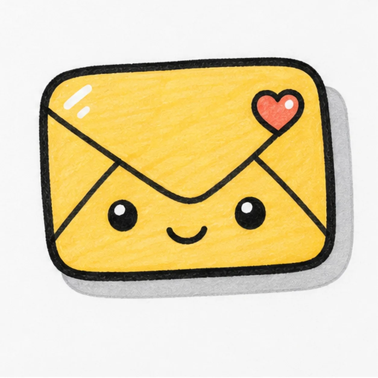 Fill the happy mail stage for how to draw an envelope sticker