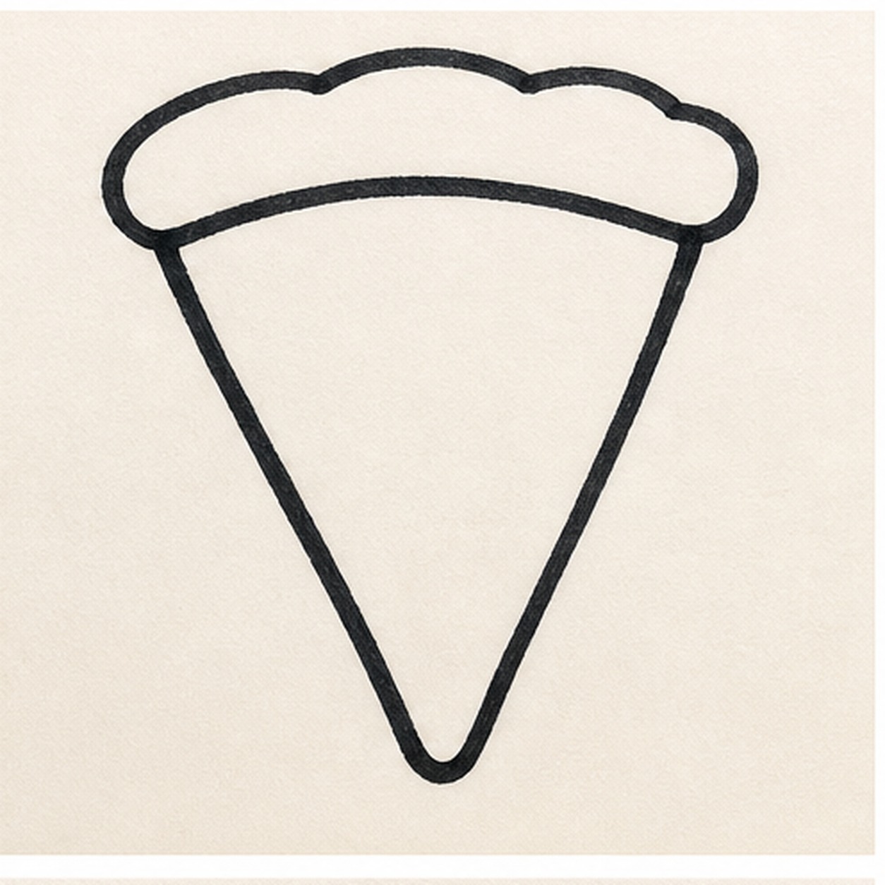 Thicken the outline stage for how to draw a smiling pizza slice