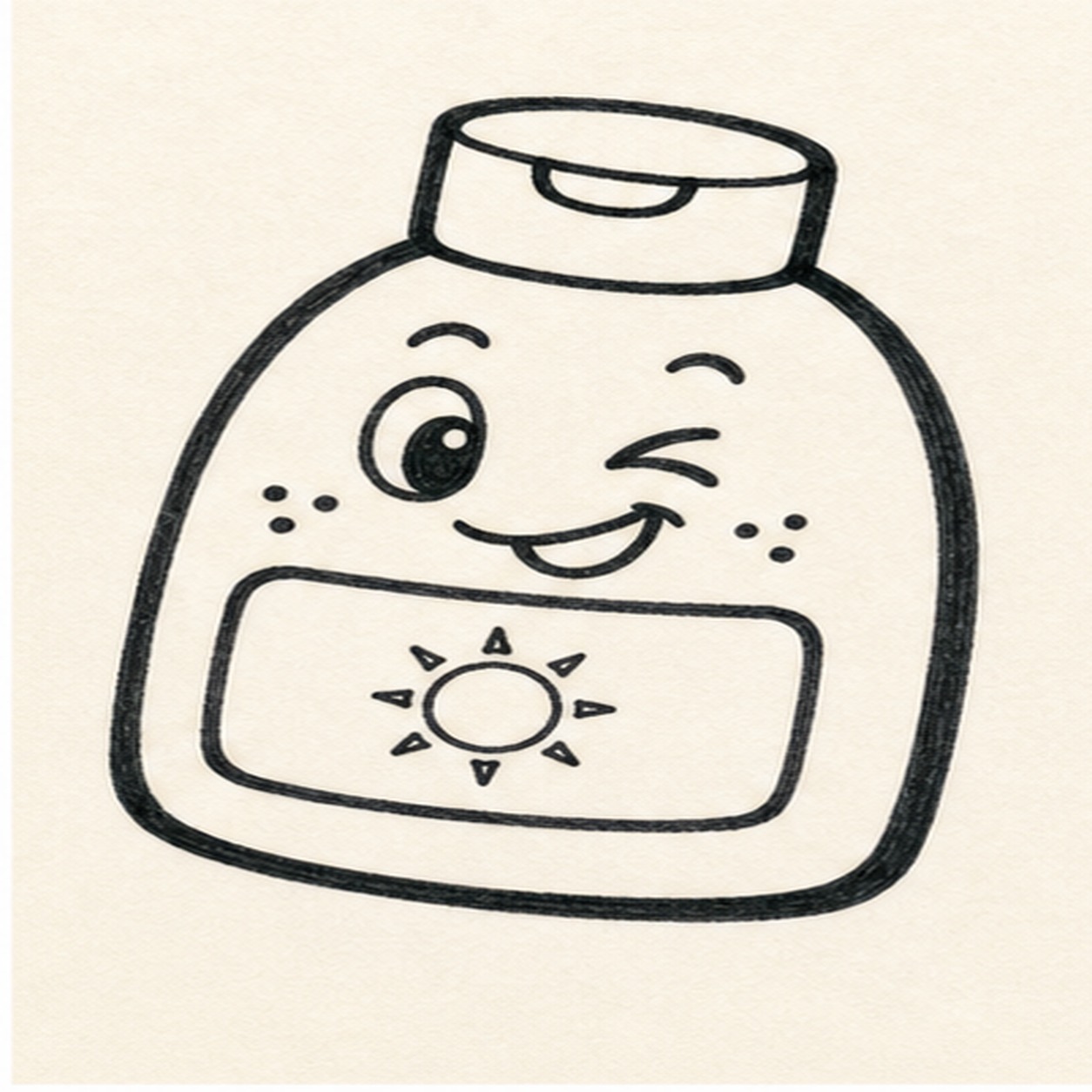 Ink the sun badge stage for how to draw a sunscreen bottle