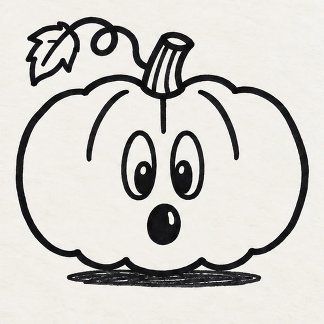 Curl the vine and ground it stage for how to draw a surprised pumpkin