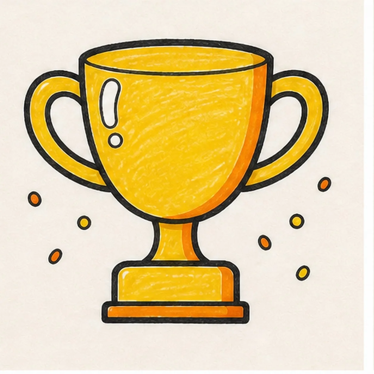 Fill the gold marker stage for how to draw a trophy cup