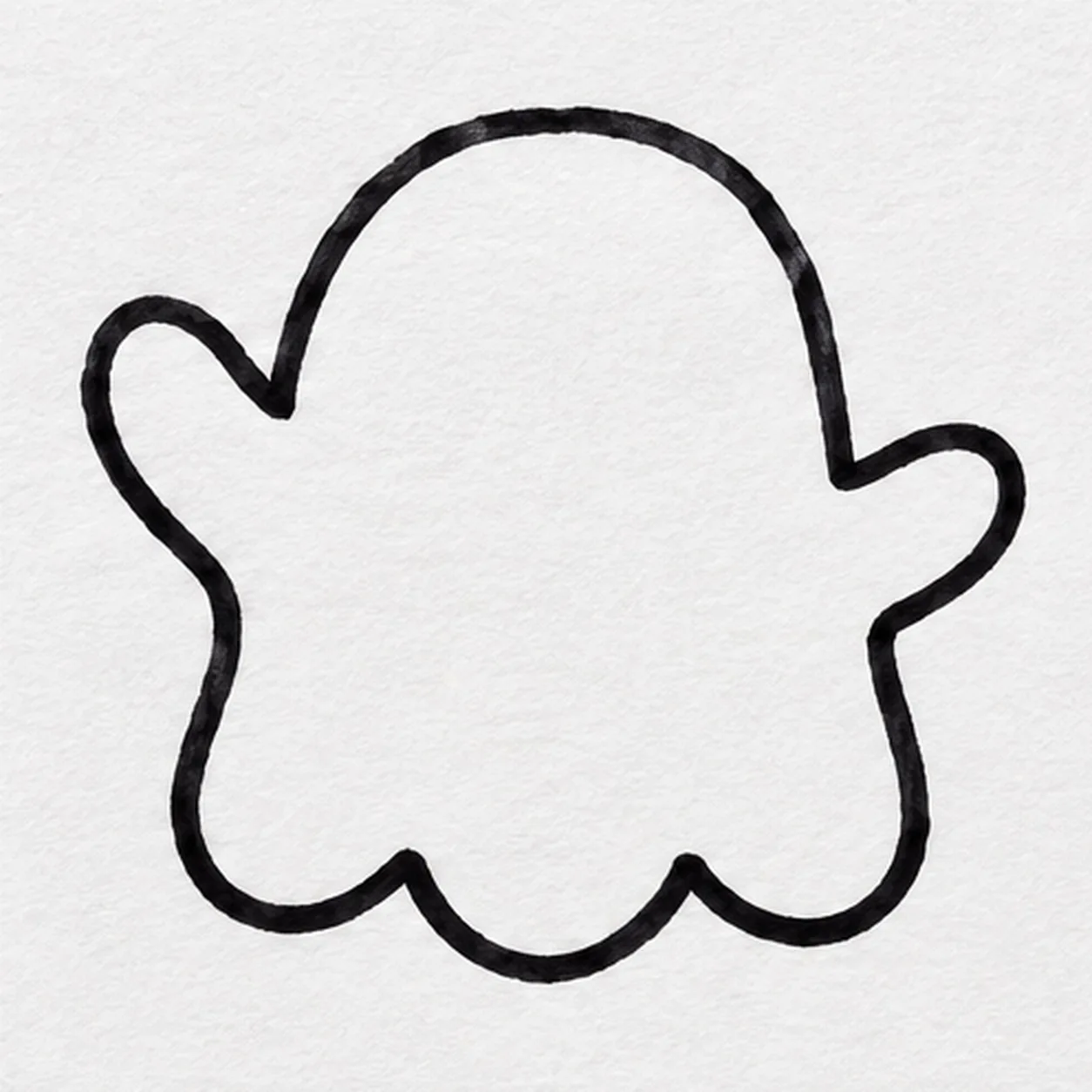 Float the three-part hem stage for how to draw a waving ghost