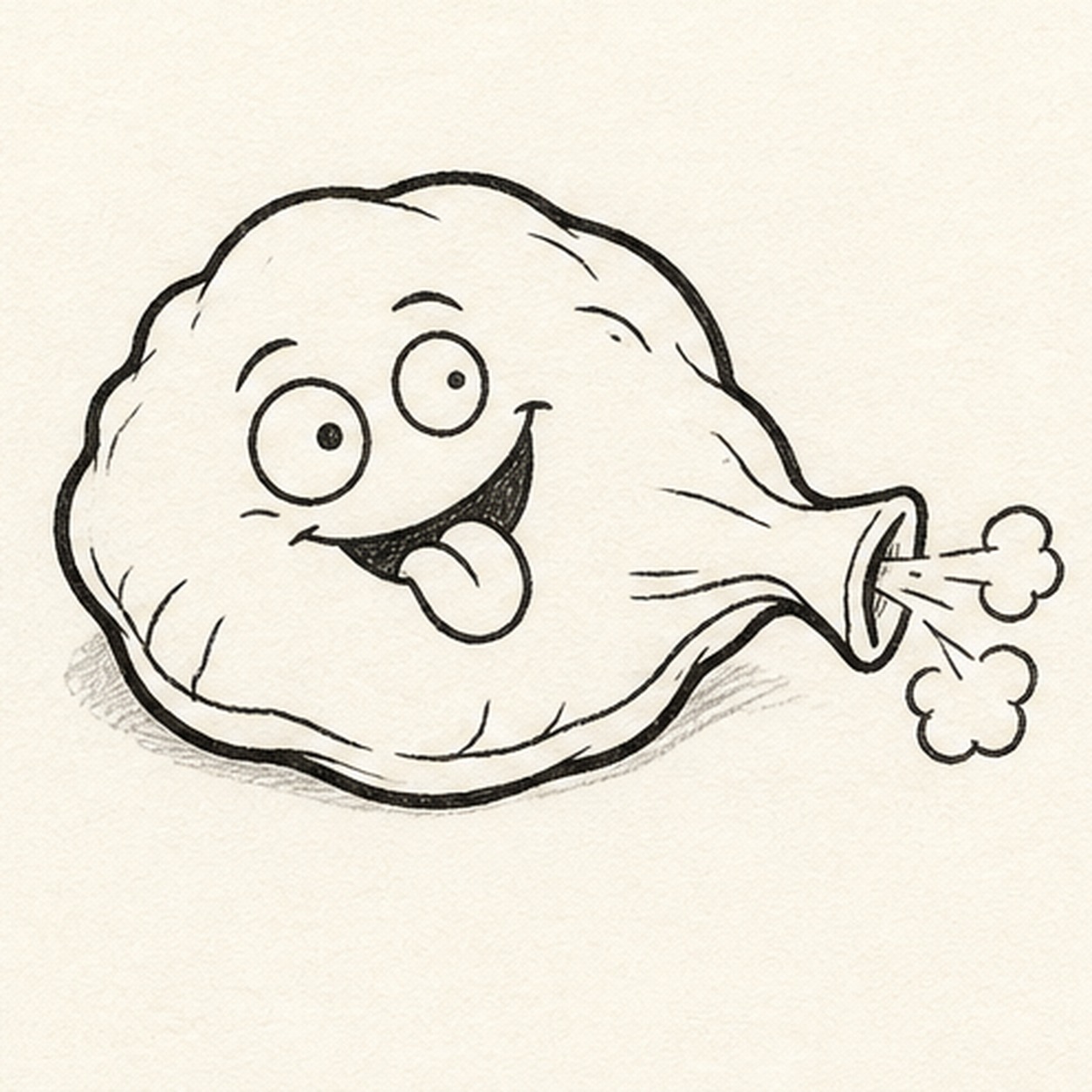 Add face and puffs stage for how to draw a whoopee cushion