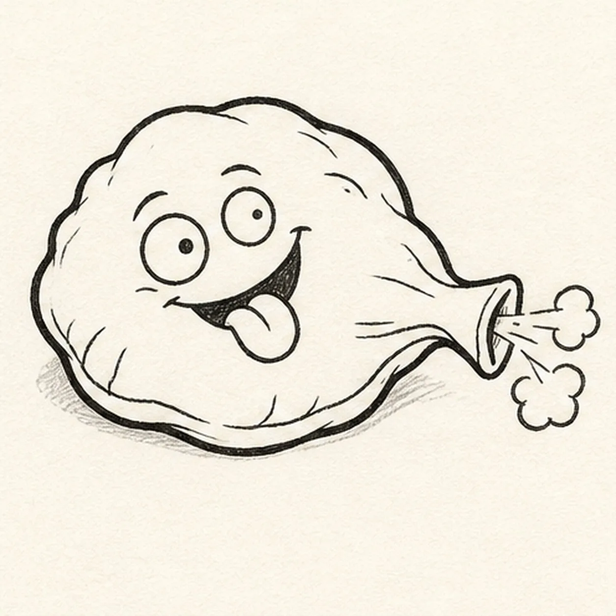 Add face and puffs stage for how to draw a whoopee cushion